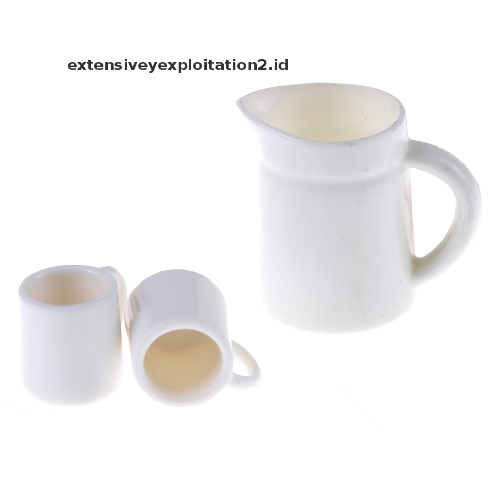 Mainan Miniatur Cangkir + Teko Teh / Kopi Skala 1: 12 Bahan Plastik Untuk Aksesoris Rumah Boneka
