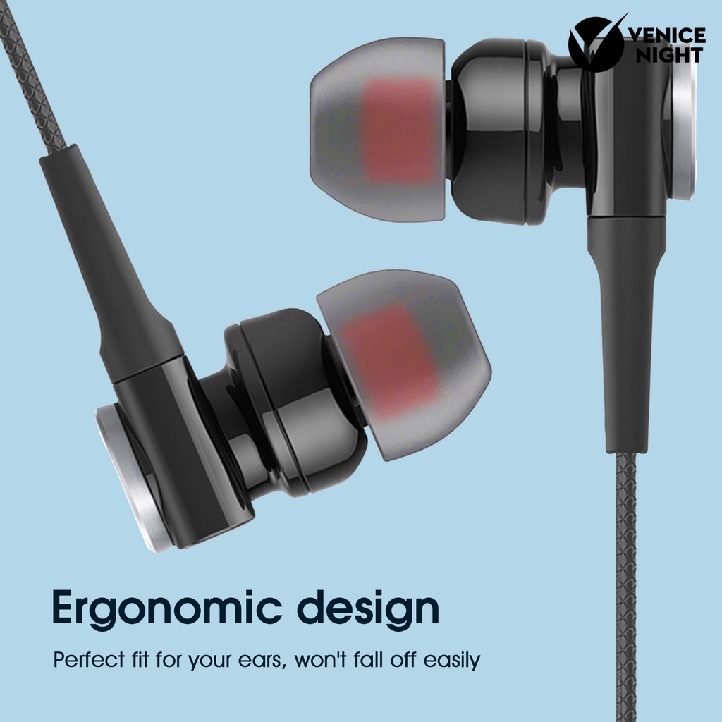 (VNEP) (Berkabel) HY-8 Earphone Universal Kuat Bass Dual Drive 3.5mm In-Ear Sport Gaming Earbud dengan Mic untuk Ponsel