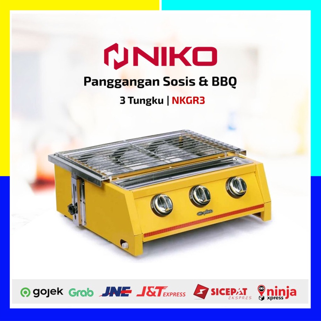 Niko NK-GR3 BBQ Grill Gas Kompor 3 Tungku NKGR3 Pemanggang Sate BBQ