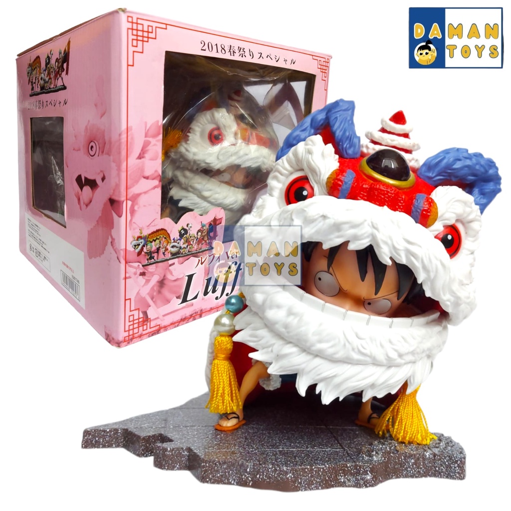 Figur Pajangan Anime One Piece New Year Lion Dance Luffy Action Figure Dolls Koleksi