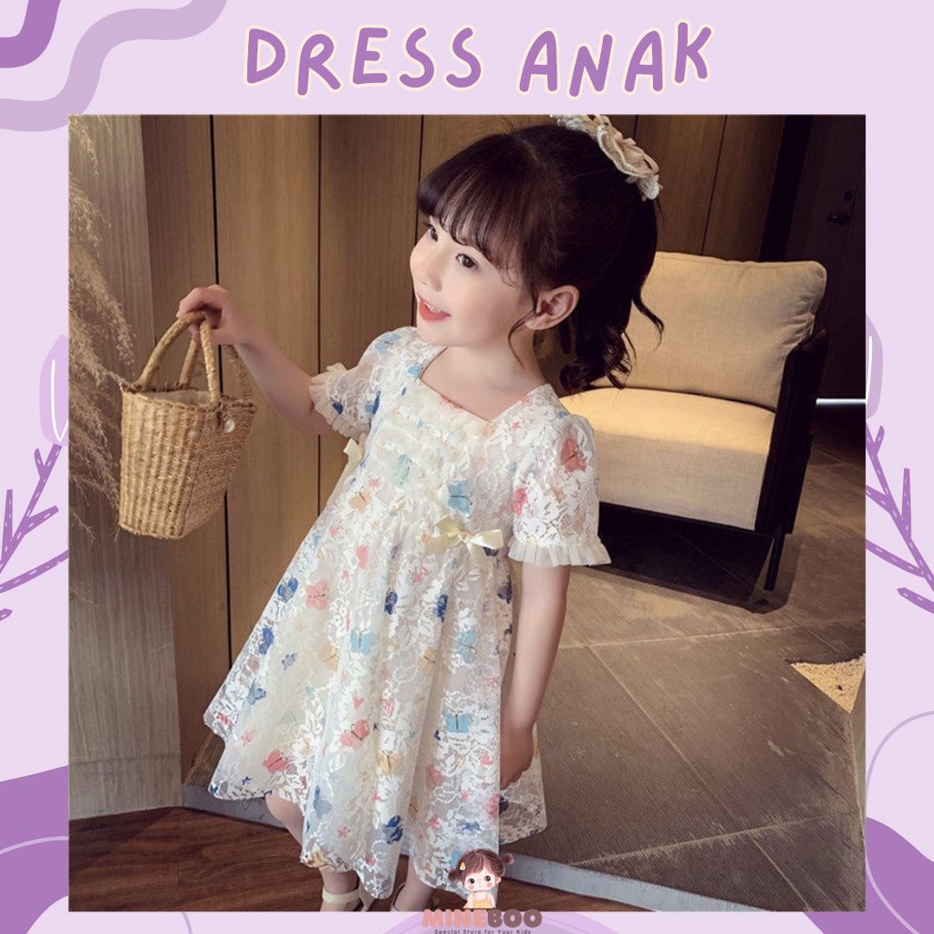 mineboo -  DRESS COLOURFULL BUTTERFLY EBV 1-8tahun Dress anak perempuan /rok anak cewek/kado anak perempuan/pakaian anak sifon