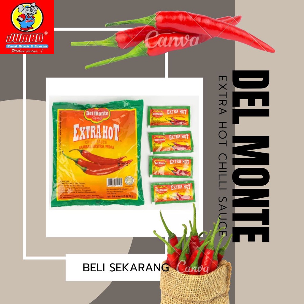 

Del Monte Extra Hot 192gr (24 sachet*8 gr) / Delmonte Saus Sambal Ekstra Pedas