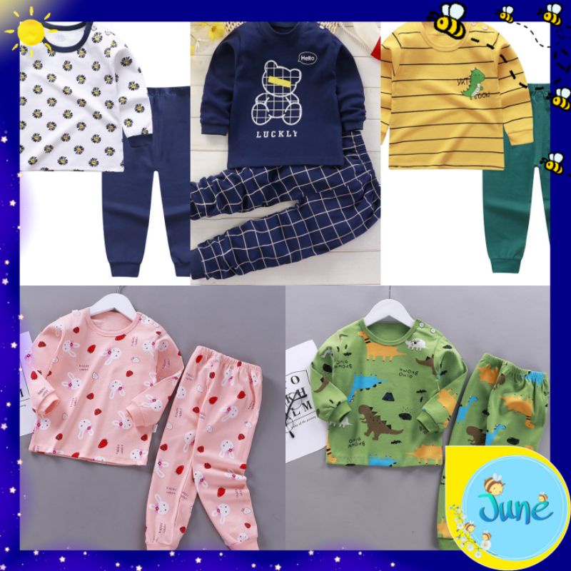 [READY JAKARTA] BAJU TIDUR ANAK SETELAN PIYAMA BAYI SET LENGAN PANJANG BAHAN LEMBUT #384-386