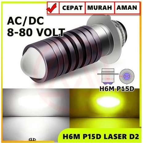 Lampu LED H6 SUPERSONIC Utama Motor matic laser bohlam 2 warna mio bebek PNP p15d ac dc d2 T19 M5