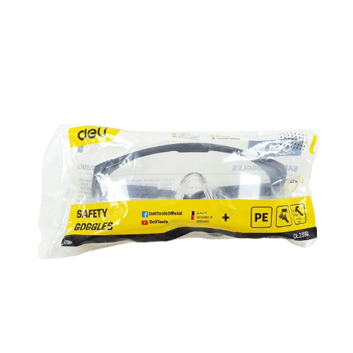 Kacamata Gerinda Clear Bening Safety Goggles Deli DL23901