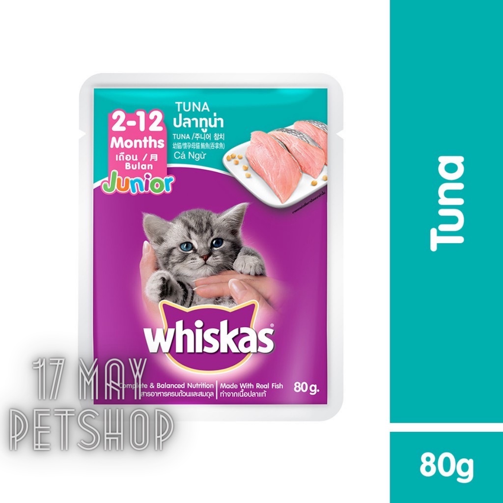 Jual WHISKAS Makanan Kucing Basah Pouch Junior Tuna 80gr Shopee Indonesia