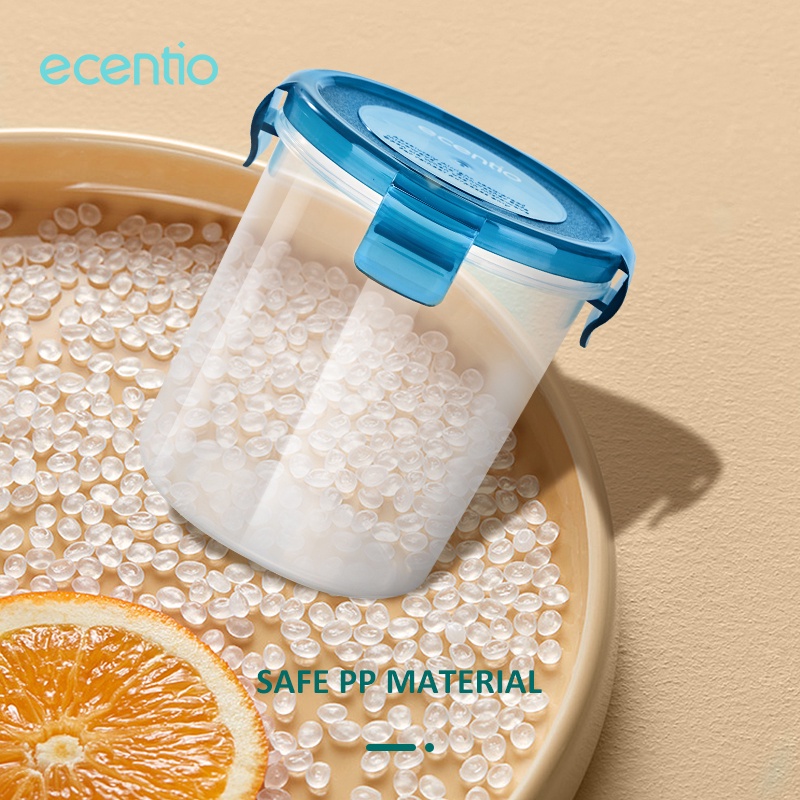 ecentio &amp; FOODI food container box 300/500ml toples plastik 2pcs sealware Penyimpanan Makanan biru Kulkas Refrigerator mpasi Bayi round transparent PP organizer box