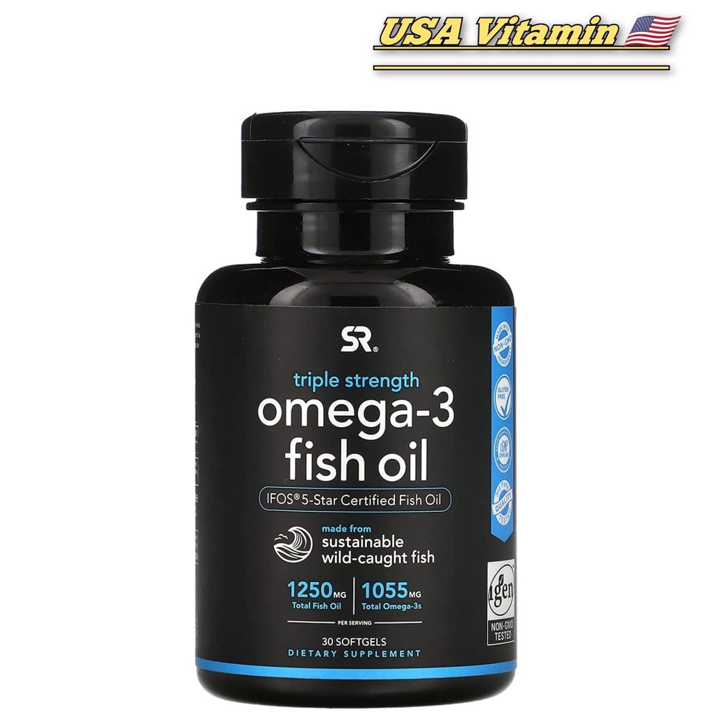 SR Sports Research Omega-3 Fish Oil Triple Strength 30/60/90/120 Softgels