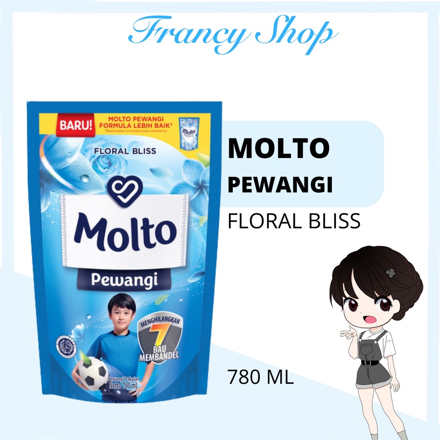 Molto Flower Bliss 780 ml/Molto Pewangi Flower Shower 780ml/Molto Pewangi Sports Fresh 780 ml