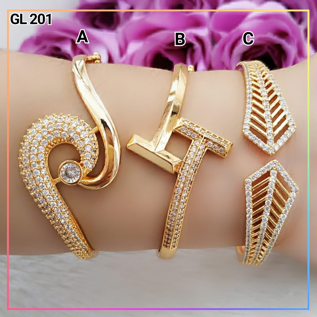 Gelang xuping gelang bangkok dewasa permata zirkon perhiasan lapis emas gold GL 201.2