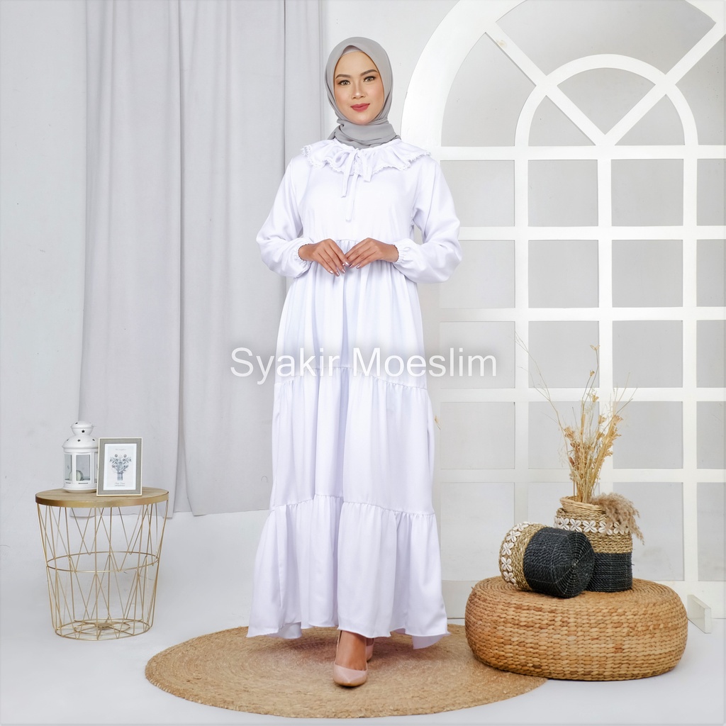 Others Nadhira Dewasa Gamis Wanita Terbaru 2022 Gamis Simple Elegan Modern Remaja Baju Gamis Putih T