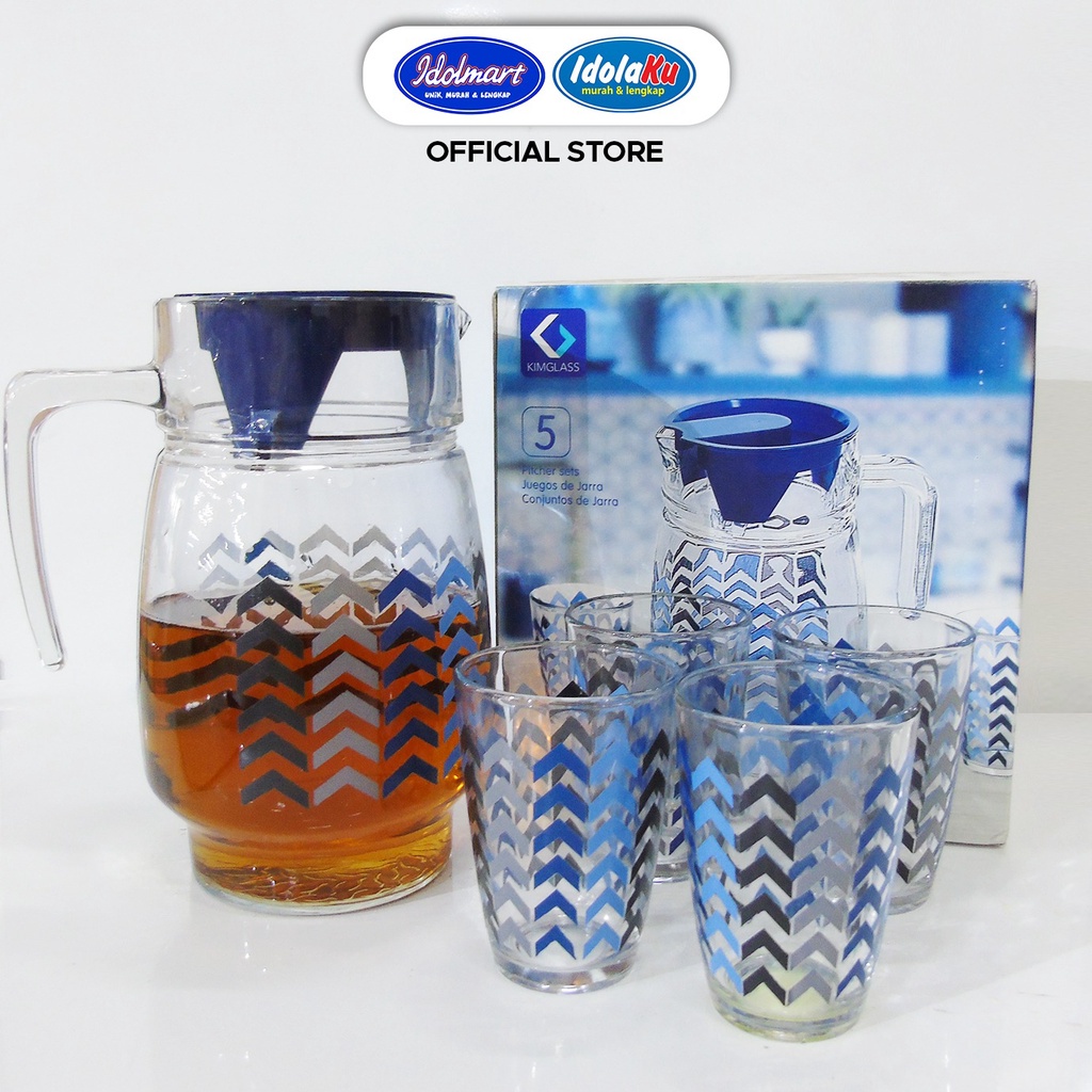 IDOLAKU Teko Set Kaca Kimglass Castellon 1 Pitcher 4 Gelas