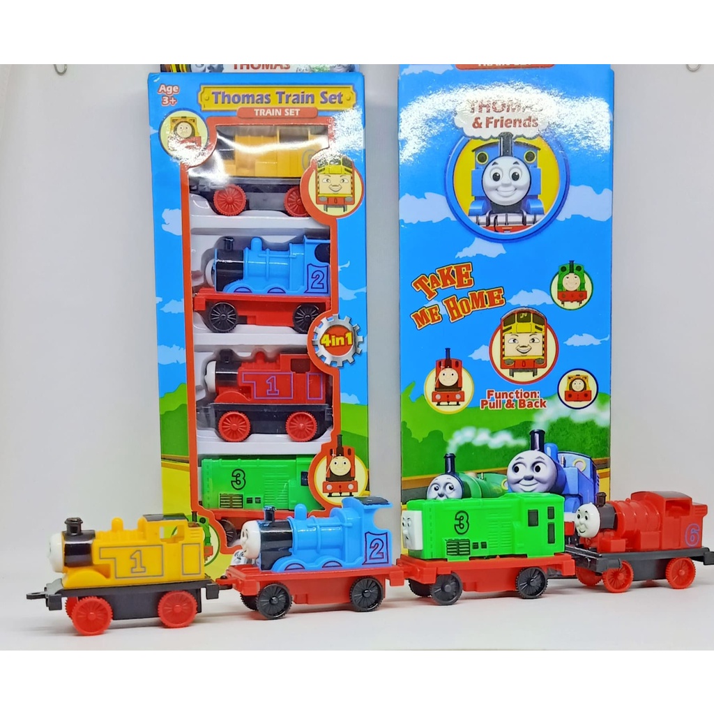 Mainan Anak Mobil kereta Train 1Paket 4Pcs Mobil kereta  Biru Merah Hijau Kuning SNI