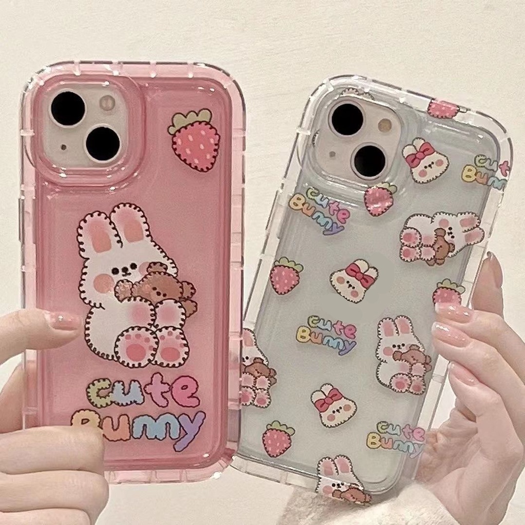 Soft Case Silikon TPU Transparan Motif Kelinci Untuk IPhone 13 14 12 11 Pro XS MAX 6S 7 8 Plus X XR