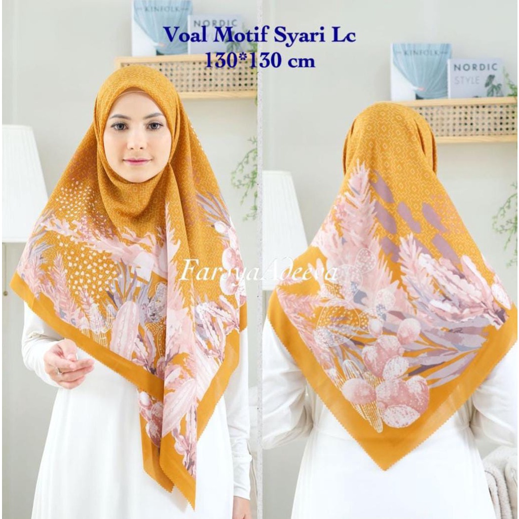 Hijab Kerudung Segiempat Jumbo Motif Adeeva Lasercut Hijab Segi Empat Syar'i Jilbab Deenay Jumbo KW