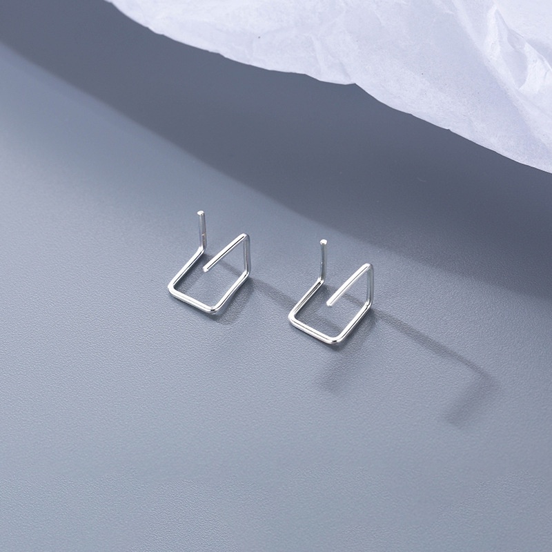 Papaozhu Punk s925 Perak 3D Kubus Garis Geometris Stud Anting-Anting Untuk Wanita Perempuan Keren Fashion Ditindik Anting-Anting Bergaya Telinga Perhiasan