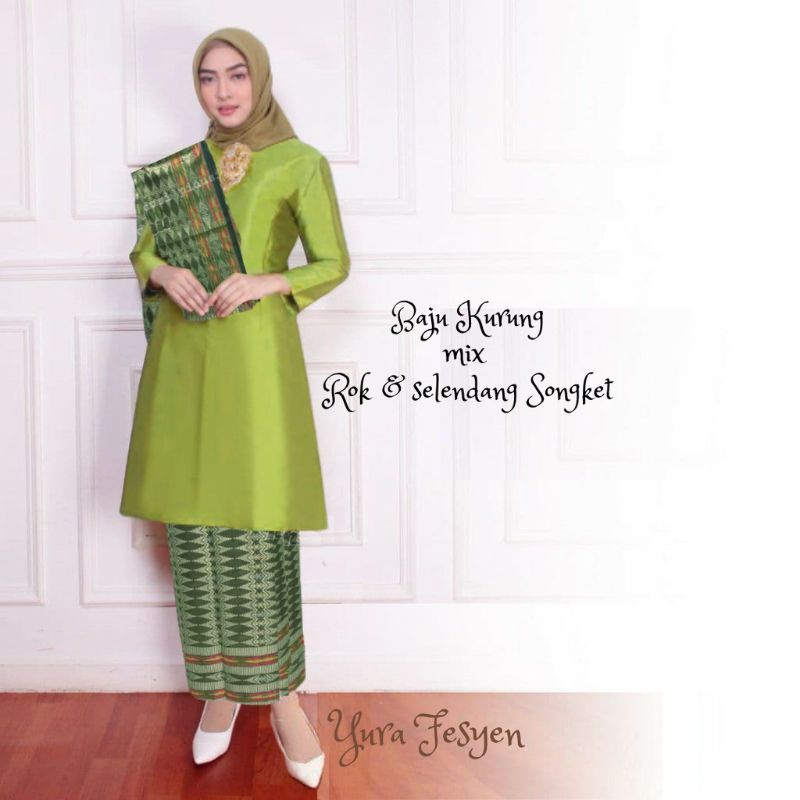 Set Kekinian 3in1 Tunik Kurung Tafeta Original Butik