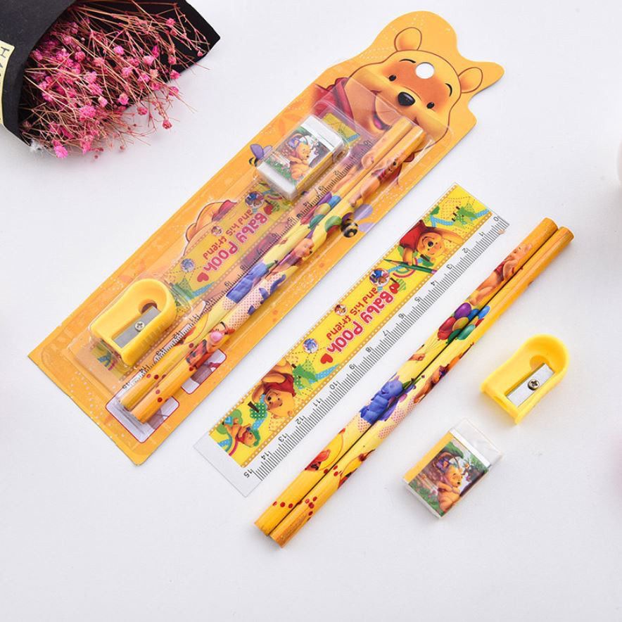 Alat Tulis Set Mini Stationary Set Sekolah 5 in 1 Pensil Set Karakter 5in1 Kartun