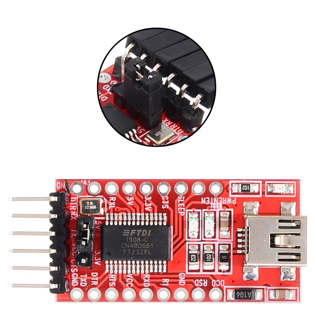 [HAEBOT] FTDI FT232RL Module USB to TTL Serial Konverter 5V 3.3V Adapter Mini Usb DTR Reset Arduino Mikrokontroller