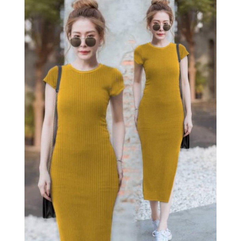 Basic id fashion Dres rajut bodycon / long dres rajut grini / Dres rajut korean style