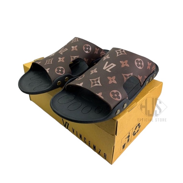 Sandal Terbaru VINCENZO Pria Kulit VINCENZO Original Pria Slide Import Sandal Kulit Pria