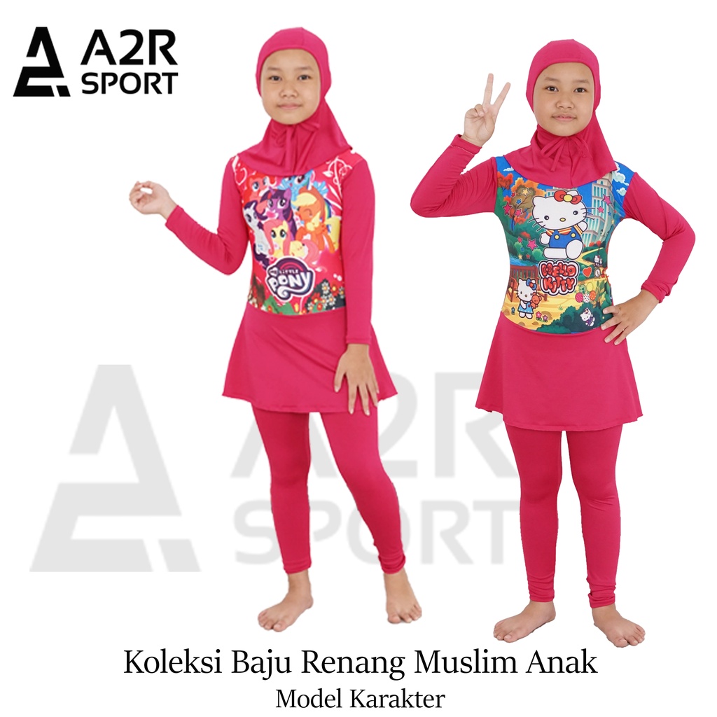 A2R Sport - Muslim Karakter TK Baju Renang Anak Perempuan (umur 3th - 6th)