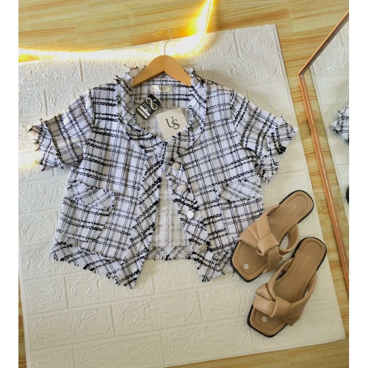 Blazer Tweed Import White