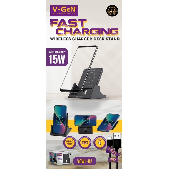 Wireless Charger V-GeN VCW1-02 Fast Charging Type C Input 15W