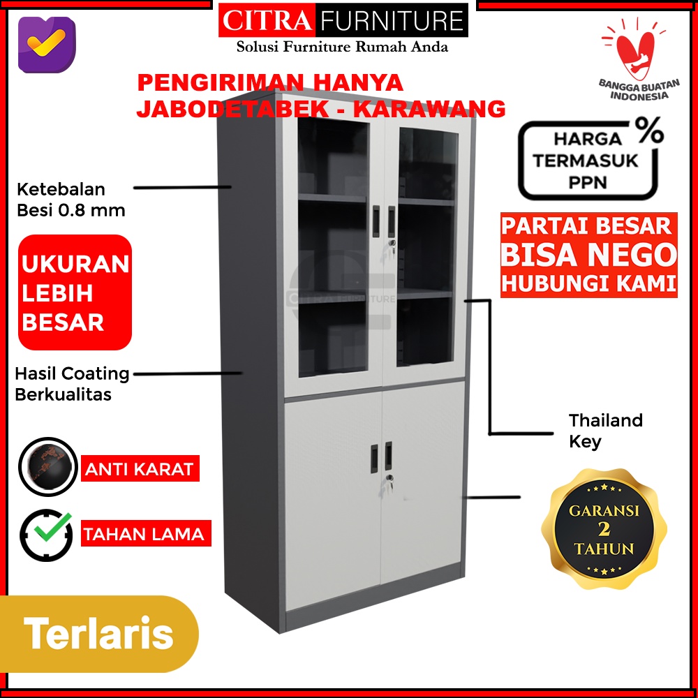 Jual Lemari Arsip Besi Pintu Swing Besi Kaca Lemari File Filling