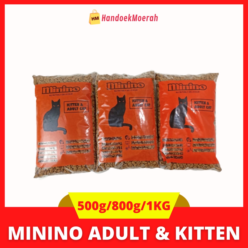Makanan Kucing Kering MININO Tuna Adult - Kitten Kering 500 Gram - 800 Gram - 1 KG / Dry Cat Food Murah