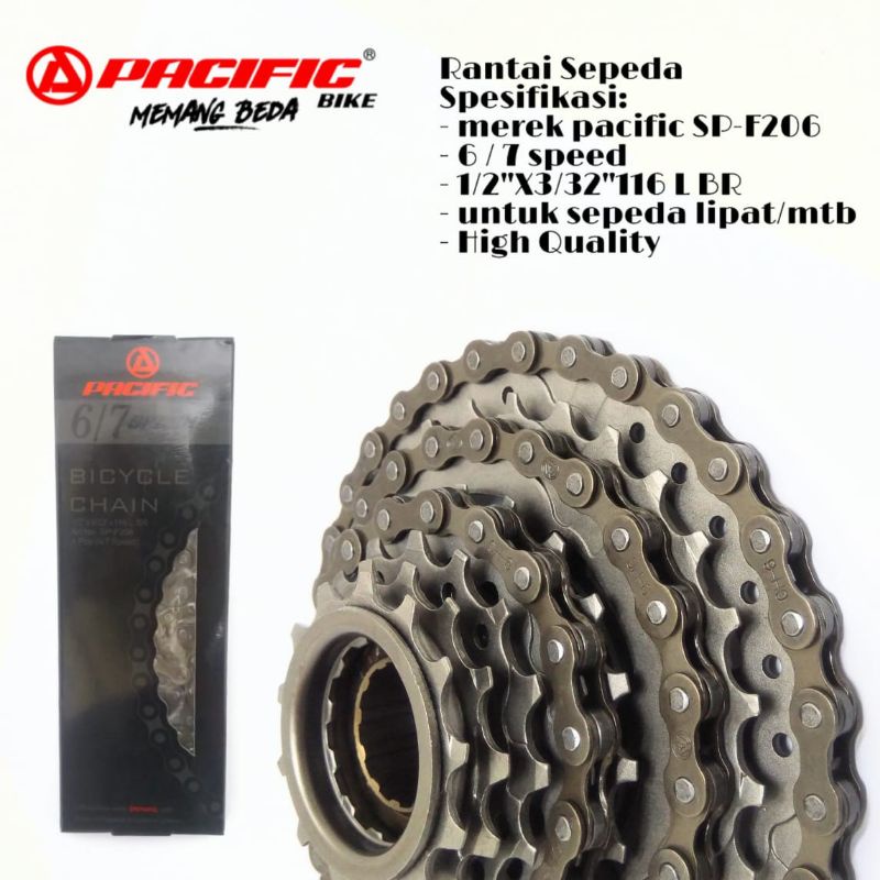 rantai sepeda lipat MTB 7 speed pacific