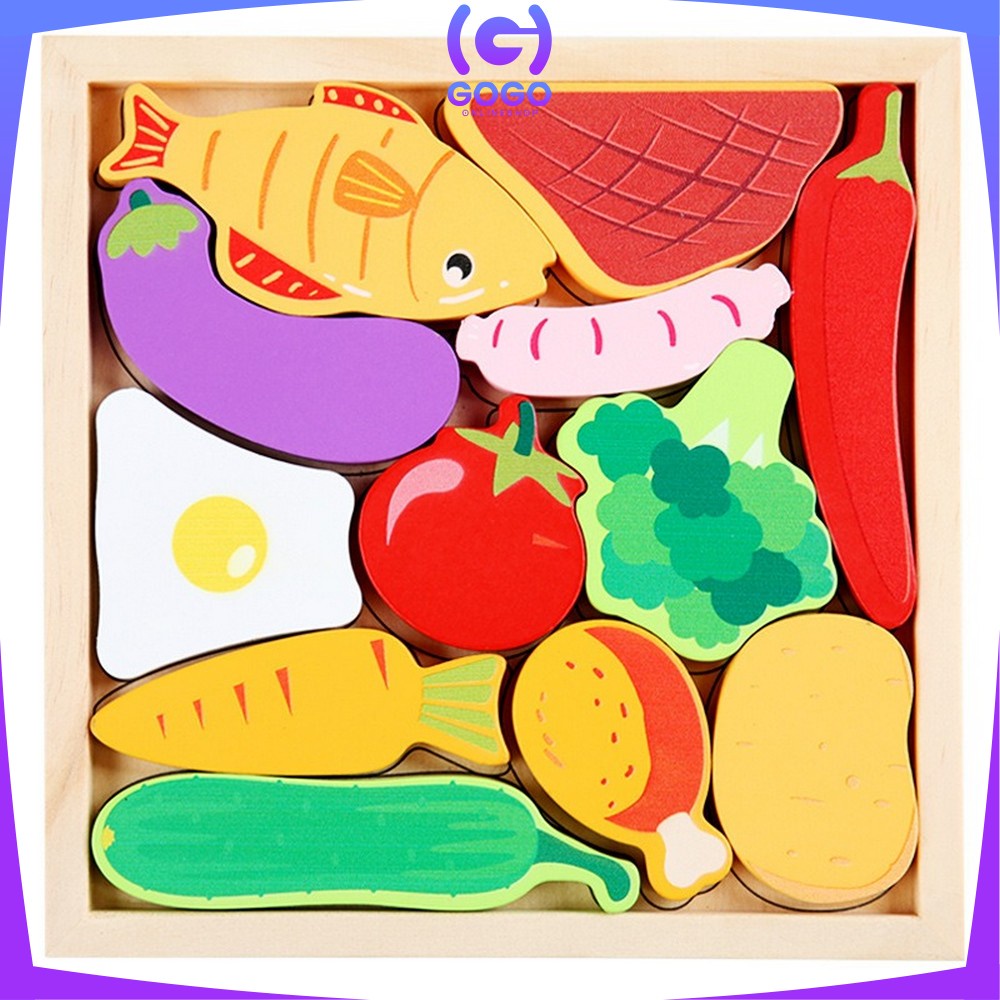 GOGO-M177 Mainan Puzzle 3D Wooden Toys Puzzle Kayu Mainan Edukasi Anak Jigsaw Puzzle Cocokkan Bentuk