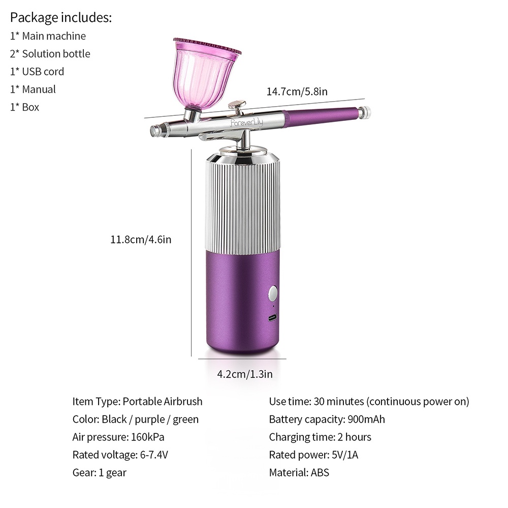 【1-3 Days Delivery】Foreverlily 0.3MM Multi-Purpose Cordless Mini Airbrush Set Spray Pump Gen Pen Air Compressor Kit Portable Air Brush Set Art Painting Spray Model