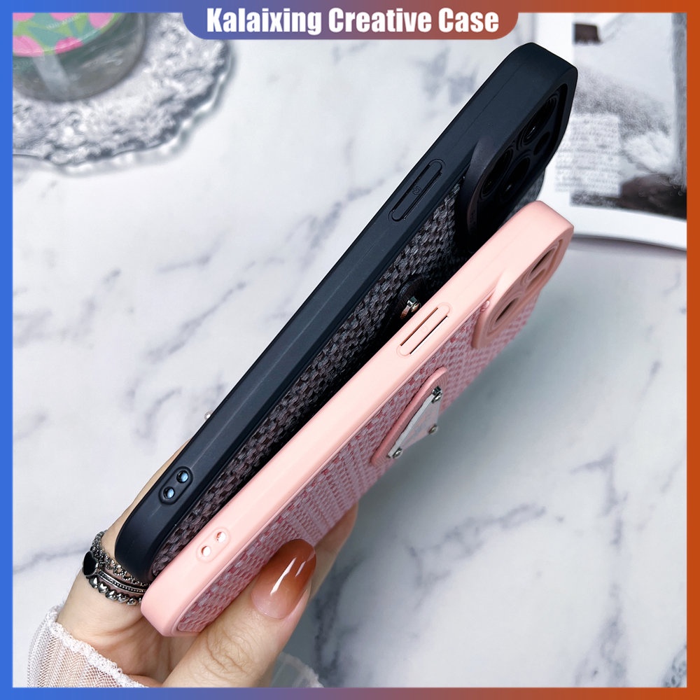 Soft Case Pelindung Lensa Tekstur Prada 3D Untuk iPhone 14 / 13pro / 12promax / 11pro / X Xs Max Xr