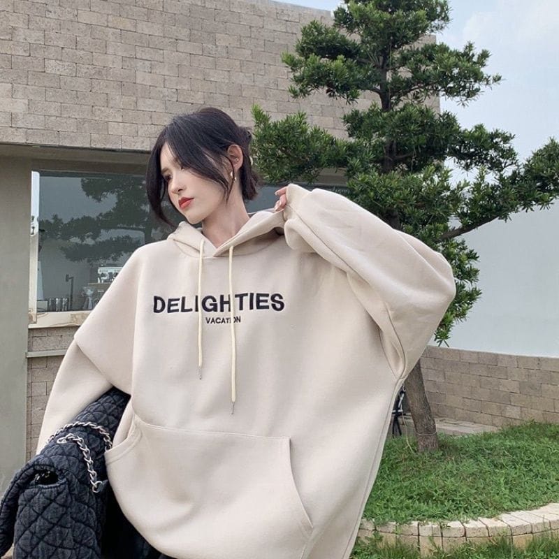 SWEATER HOODIE WANITA / DELIGHTIES VACATION HOODIE SWEATER WANITA KOREAN STYLE