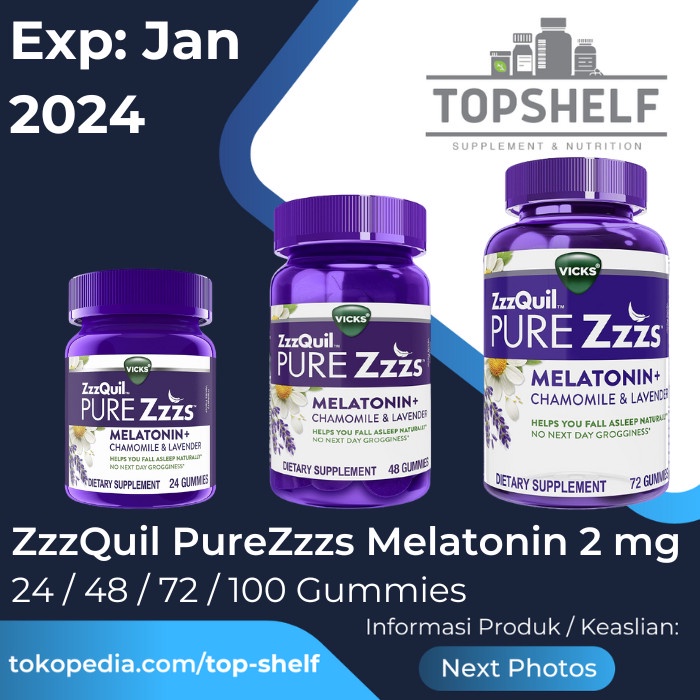 Vicks ZzzQuil Pure Zzzs Melatonin Chamomile Lavender Sleep 24 Gummies
