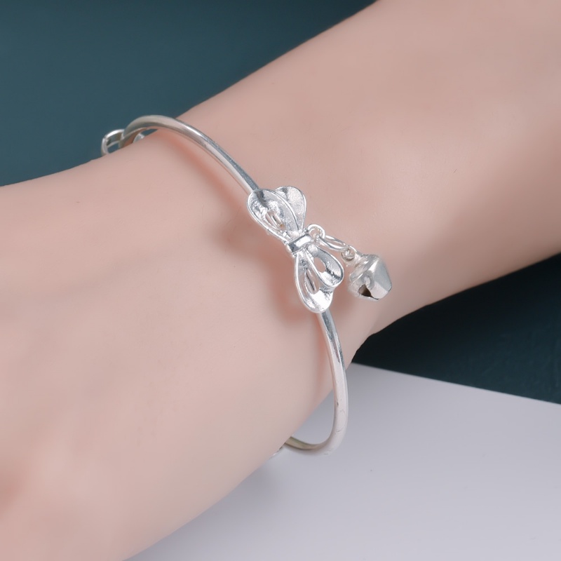 Gelang Model Terbuka Bahan Alloy Warna Silver Desain Pitabellonceng Gaya Pelajarputri Adjustable Untuk Wanita