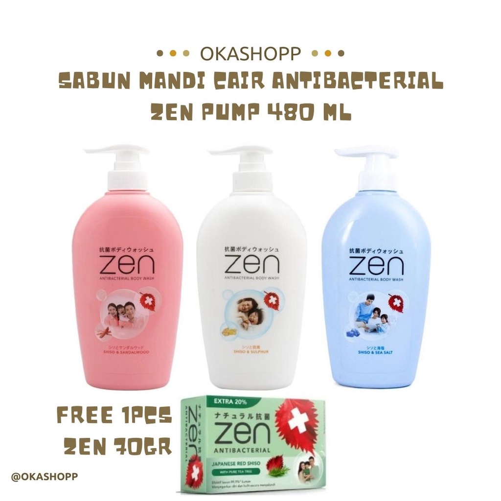 Jual Zen Pump 480ml Sabun Mandi Cair Anti Bacterial Shopee Indonesia