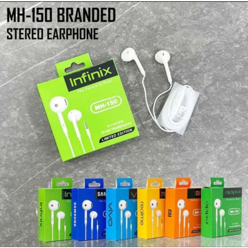 HEADSET MH150 BRANDED STEREO EARPHONE HANDSFREE MH-150 BRAND