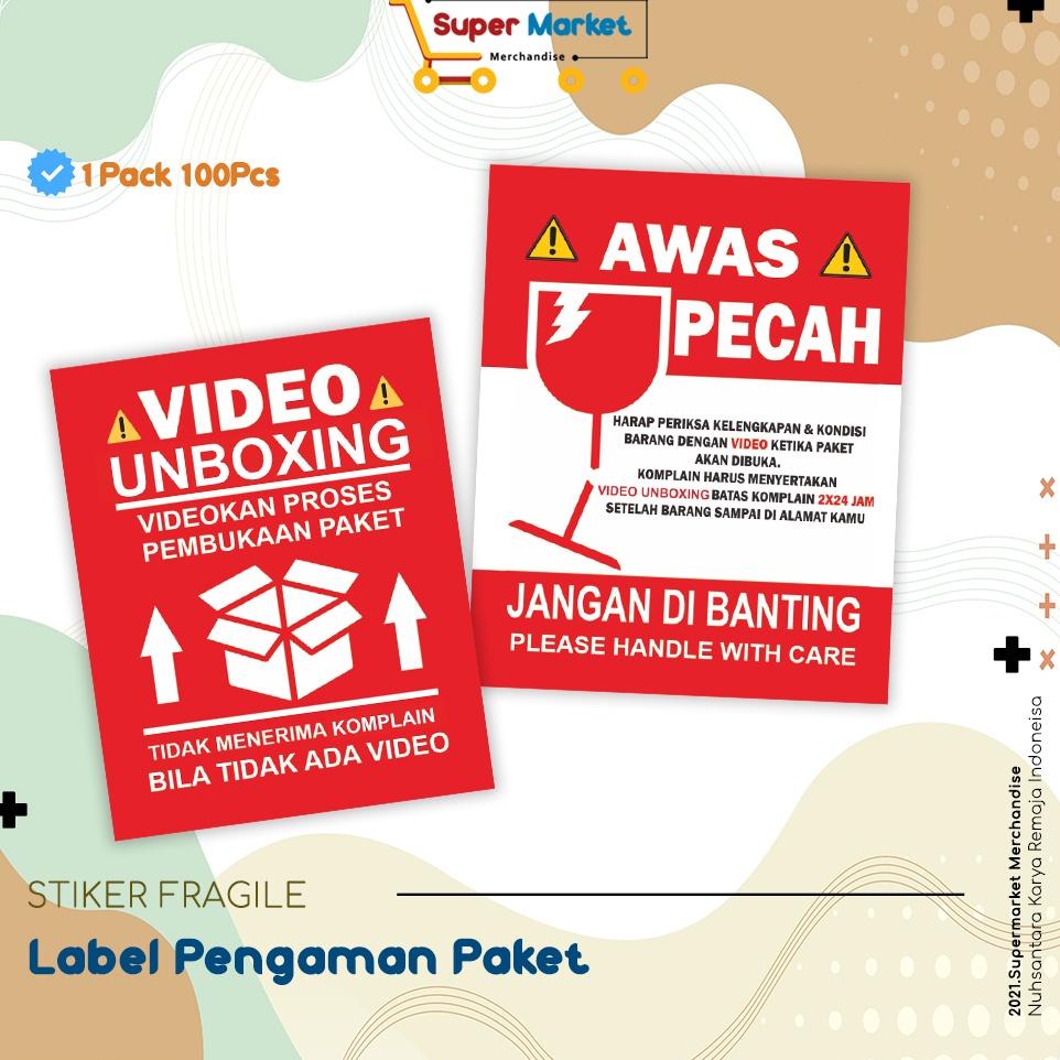 

モ Sticker Peringatan Unboxing / Stiker Unboxing / Label Video Unboxing Paket Olshop ズ