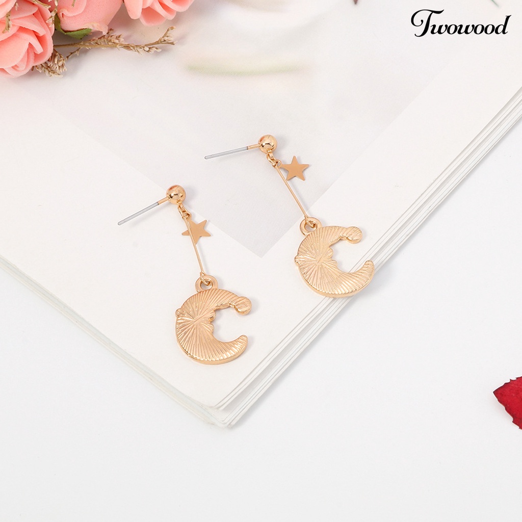 Anting Stud Bentuk Bulan Topi Natal Anti Alergi Untuk Wanita