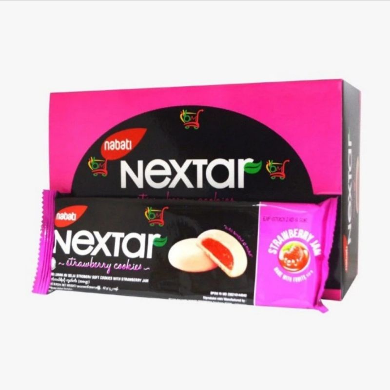 

Nextar cookies strawberry 1box(isi 10bungkus@34gr)