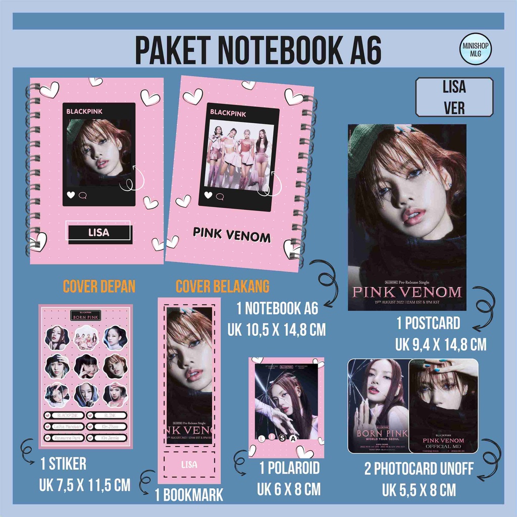 

(FREEBOX) PAKET HEMAT NOTEBOOK 9K BLACKPINK - NOTEBOOK BERGARIS PINK VENOM SHUT DOWN BORN PINK - NOTEBOOK A6 KPOP