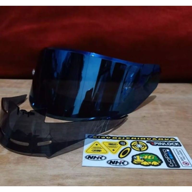 Flat visor NHK gp1000 + spoiler + stiker visor khusus / NHK GP 1000 R75 kaca helm NHK gp1000+spoiler