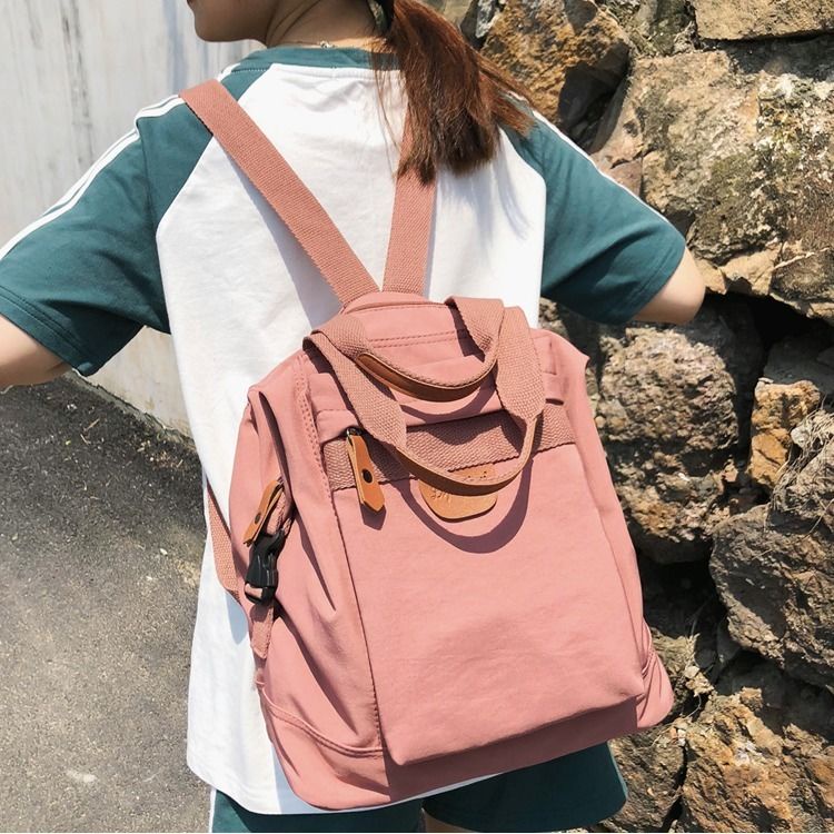 ☍Seraser Schoolbag Wanita Versi Korea dari Siswa SMA Kasual Sederhana Hutan Bf Vintage Nylon Kanvas Ransel