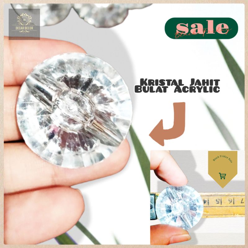 Kristal Jahit Bulat Akrilik Diamond Besar Hias Mewah Kristal Acrylic