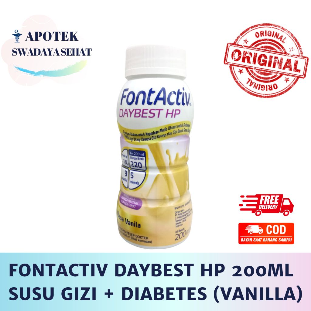 FONTACTIV HP/HC 200ML DAYBEST HP Rasa Vanilla - Minuman Tinggi Protein Penurun Berat Badan Malnutrisi Hphc Diabetes FONTACTIVE