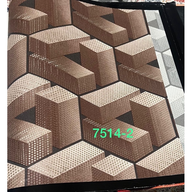 Wallpaper Dinding Motif Kotak Persegi Abstrak 3D Stone