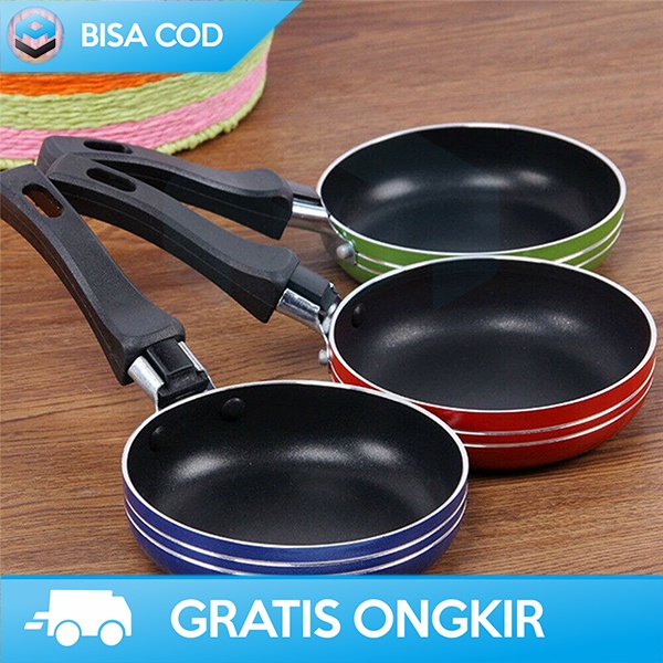 FRY PAN ANTI LENGKLET TEFLON MINI NON STICK PAN 12CM BAHAN ALUMINIUM