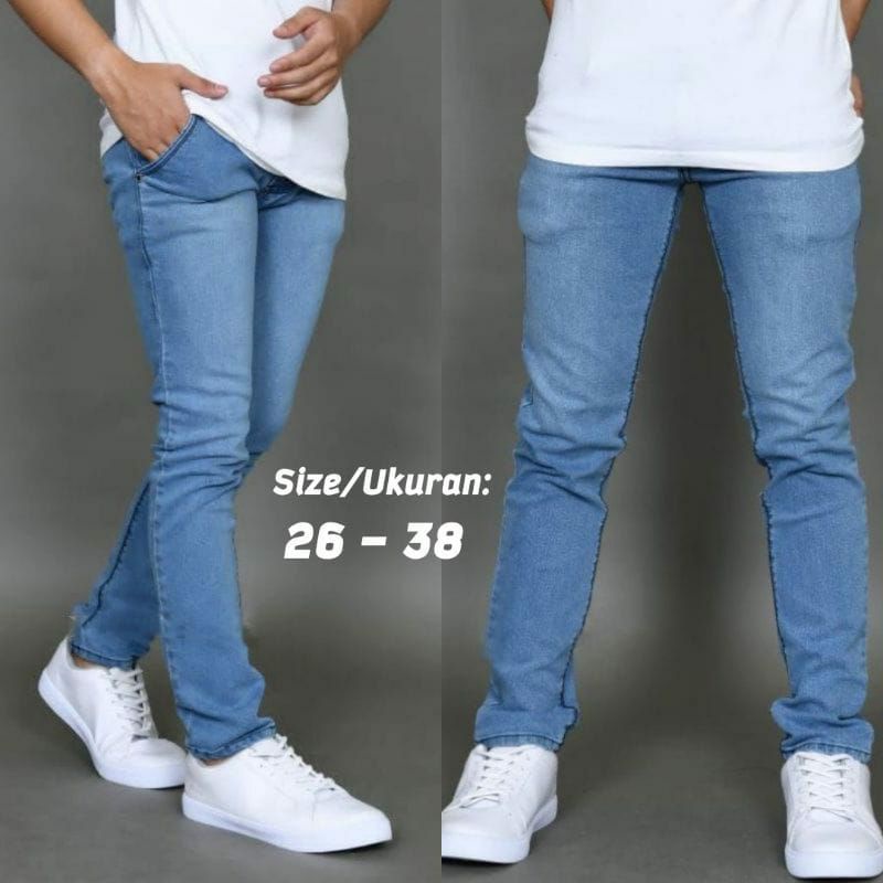 ORIGINAL ALW Celana Jeans Panjang Cowok Pria Slimfit Skinny Pensil Bio Stone Stretch Denim Murah